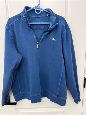 Tommy Bahama “Relax” Blue Quarter-Zip Fleece Pullover - Men's